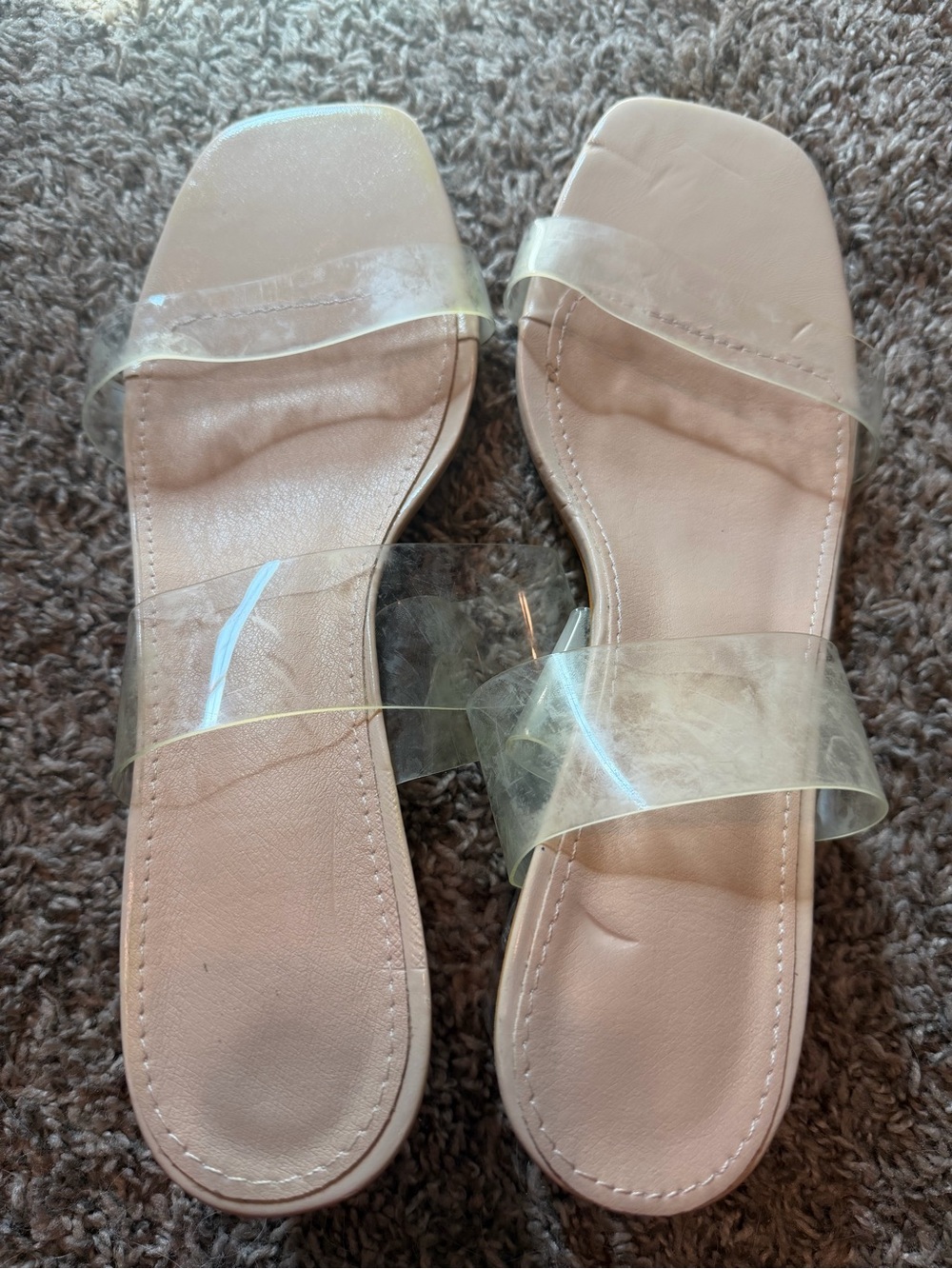Clear Strap Nude Slide Sandals - Women's Minimal Summer Shoes